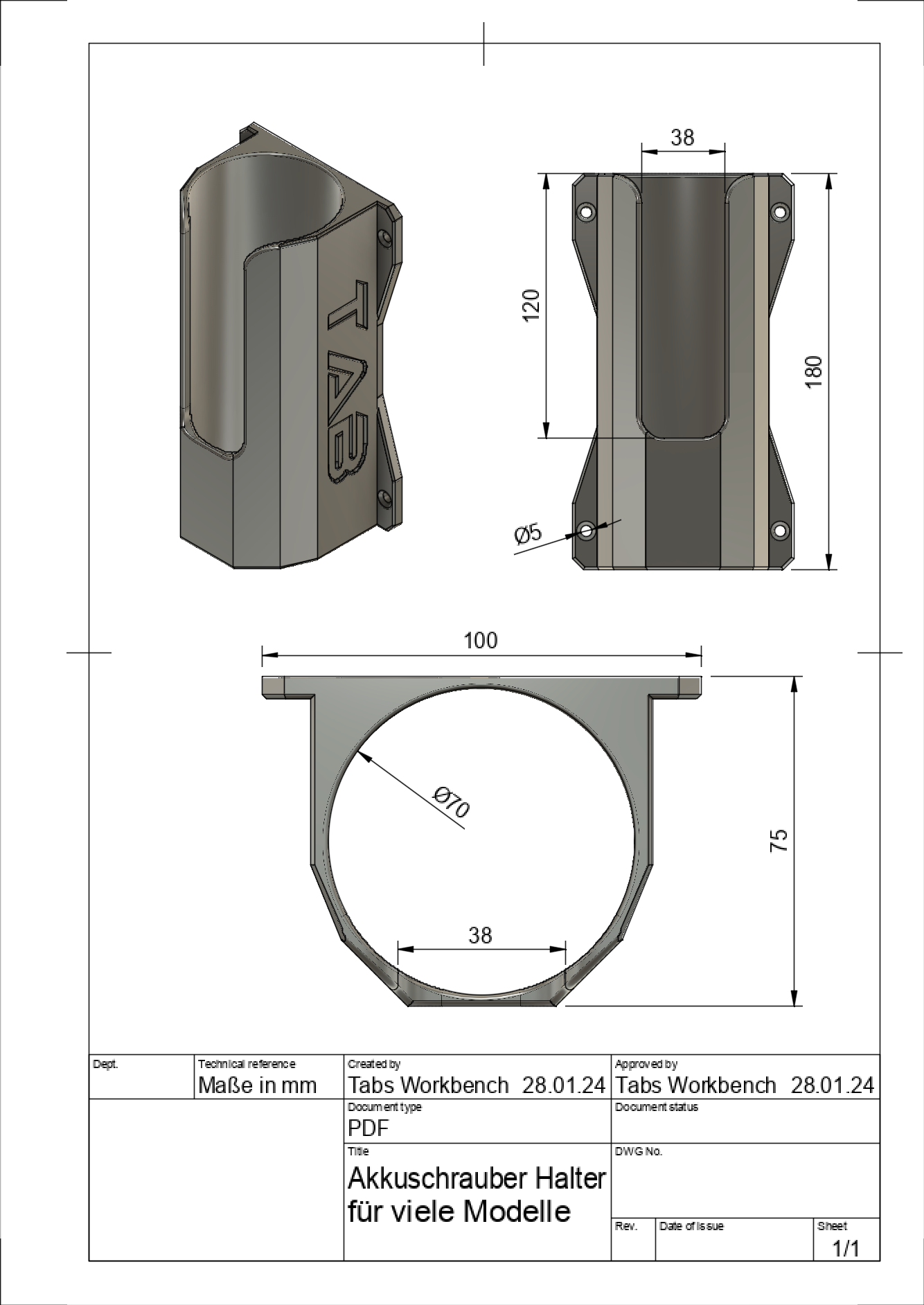 Akkuschrauber Halter für verschiedene Akkuschrauber Modelle als STL Datei
