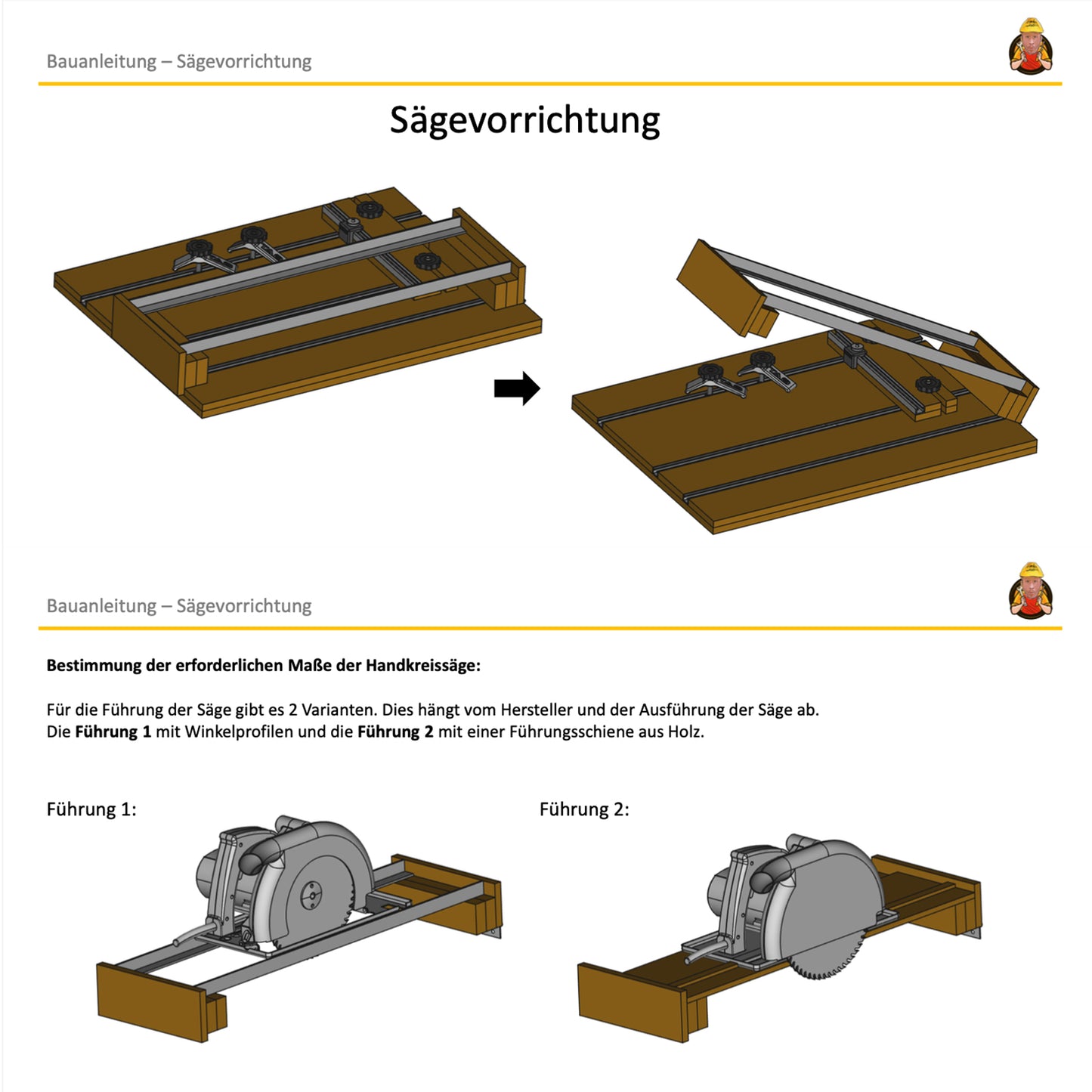 Bauanleitung - Sägevrorrichtung für Handkreissäge oder Tauchsäge