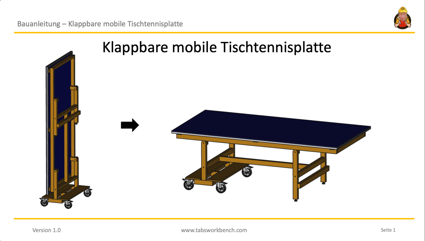 Bauanleitung - Klappbare mobile Tischtennis Platte mit Solarpanel