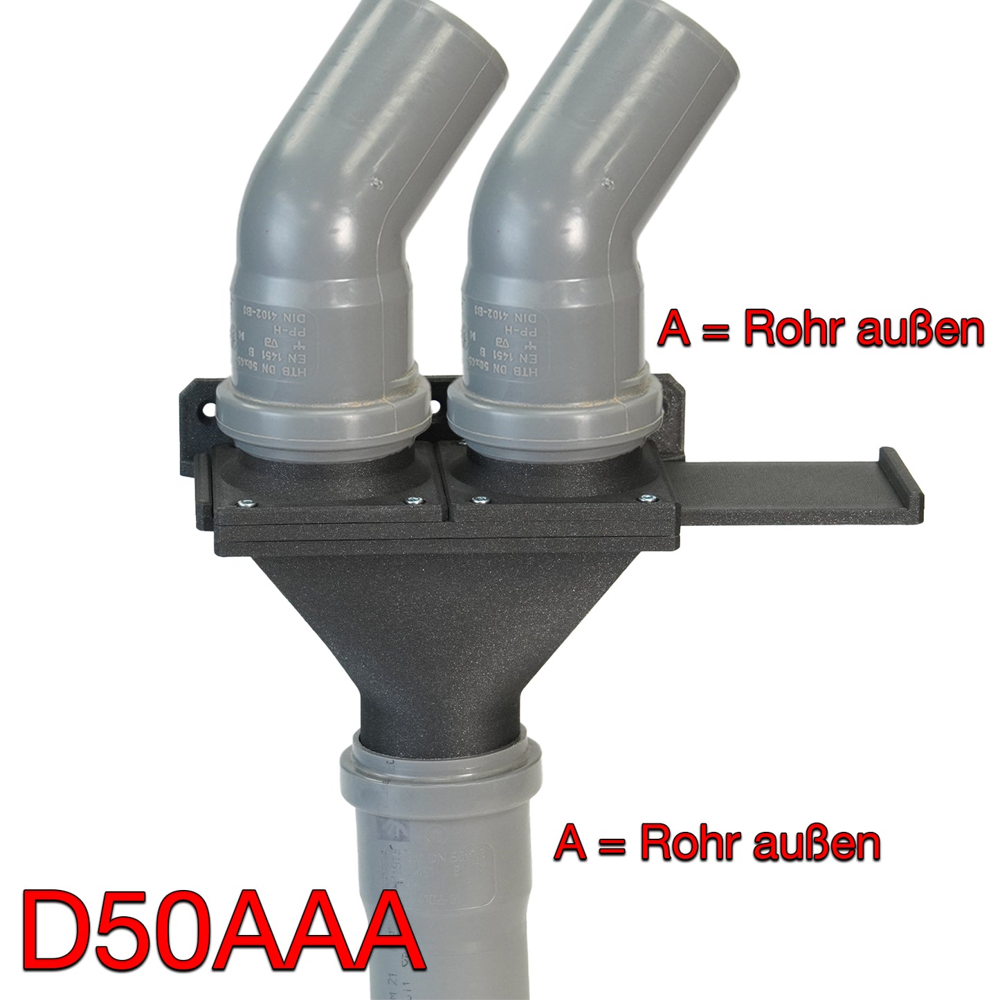 Absaugverteilung für DN50 mm HT Rohre - doppel Sperrschieber