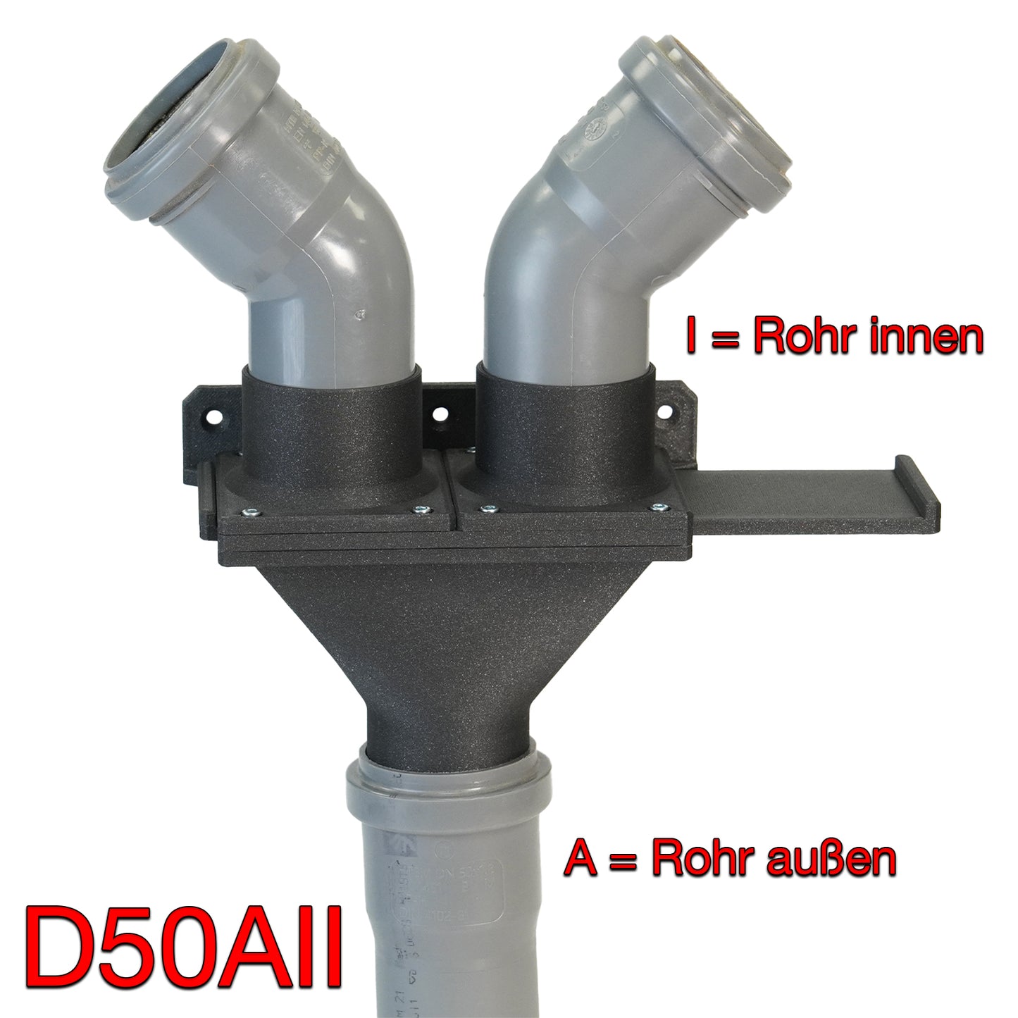 Absaugverteilung für DN50 mm HT Rohre - doppel Sperrschieber